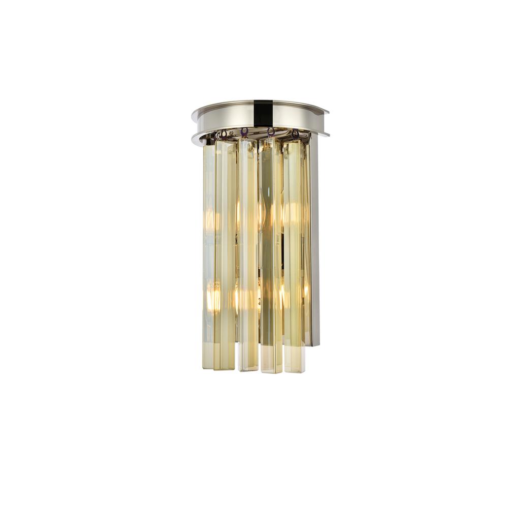 Sydney 2 light polished nickel Wall Sconce Golden Teak (Smoky) Royal Cut Crystal. Picture 2