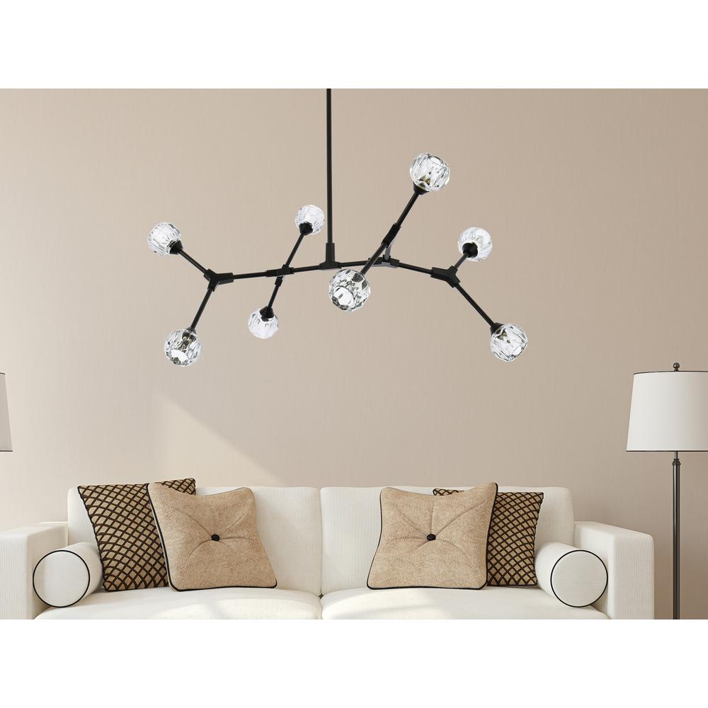 Zayne 8 Light Pendant in Black. Picture 7