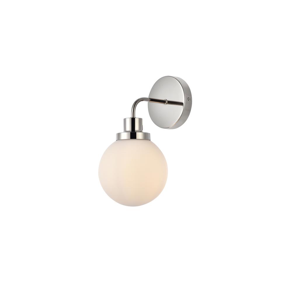 Hanson 1 light bath sconce in polished nickel with frosted shade. Picture 2
