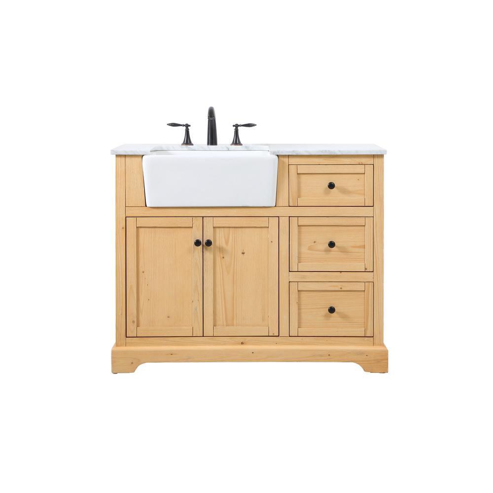 42 inch Single bathroom vanity in natural wood. Picture 1