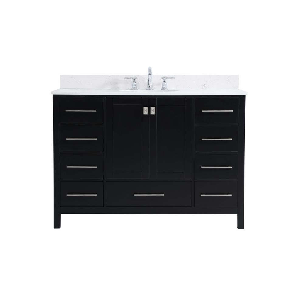 48 inch Single Bathroom Vanity in Black with Backsplash. Picture 1