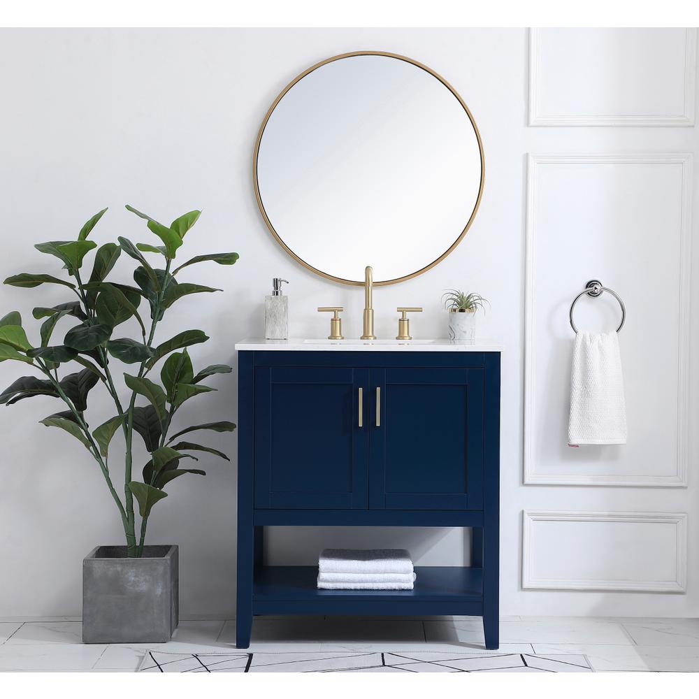 30 inch Single Bathroom Vanity in Blue. Picture 4