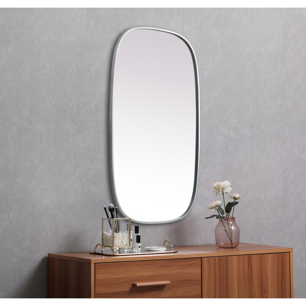 Metal Frame Oval Mirror 24x40 Inch in Silver. Picture 4