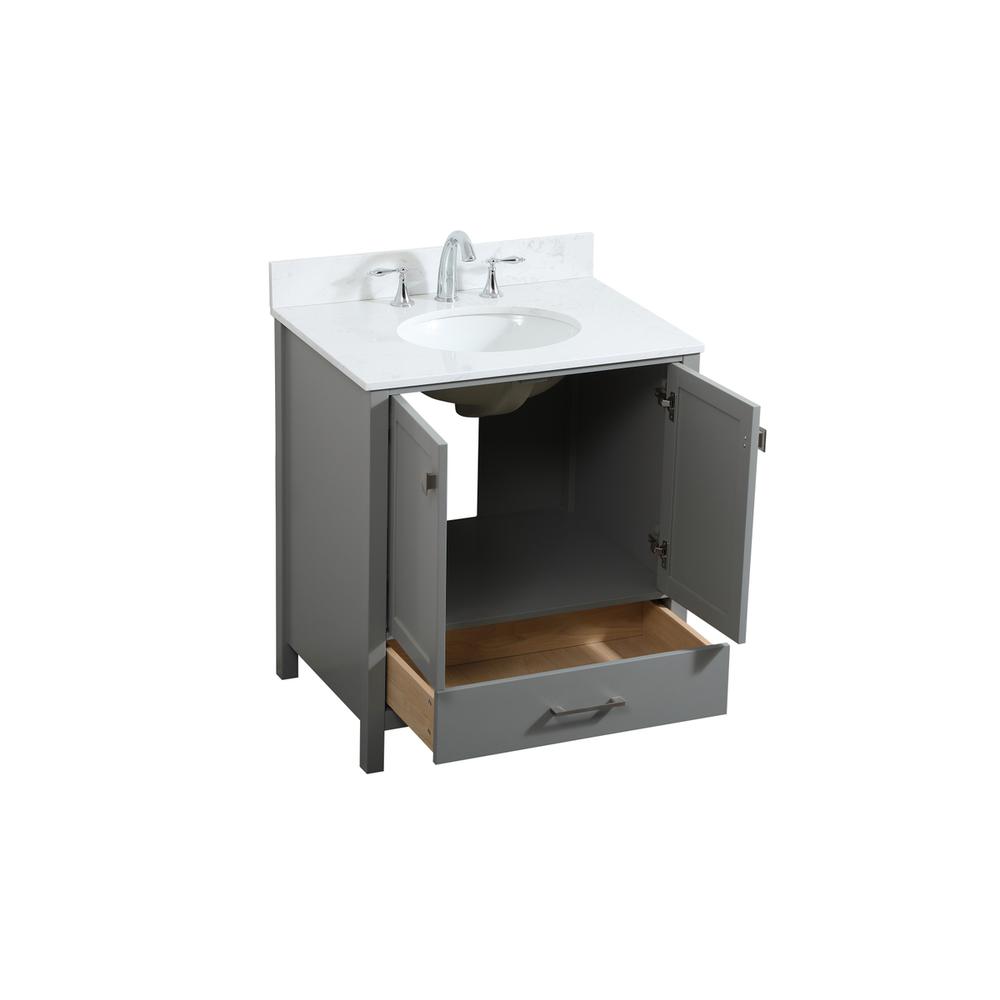 30 inch Single bathroom vanity in grey with backsplash. Picture 9