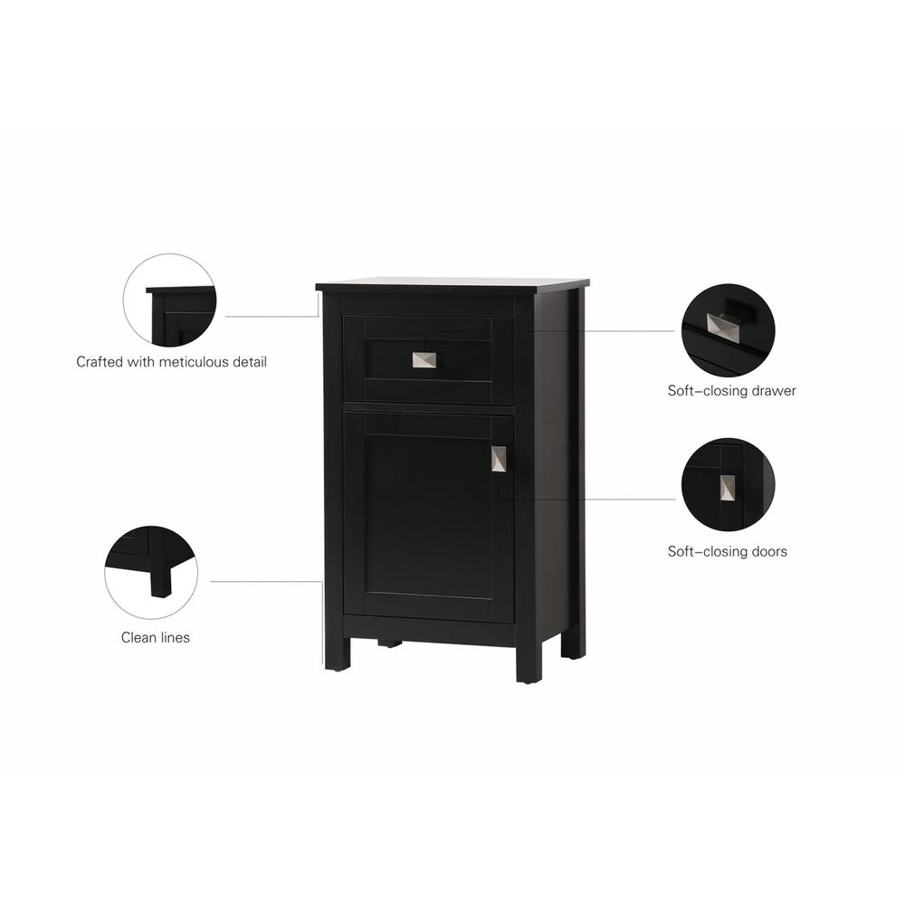 18 Inch Wide Bathroom Storage Freedstanding Cabinet In Black. Picture 11