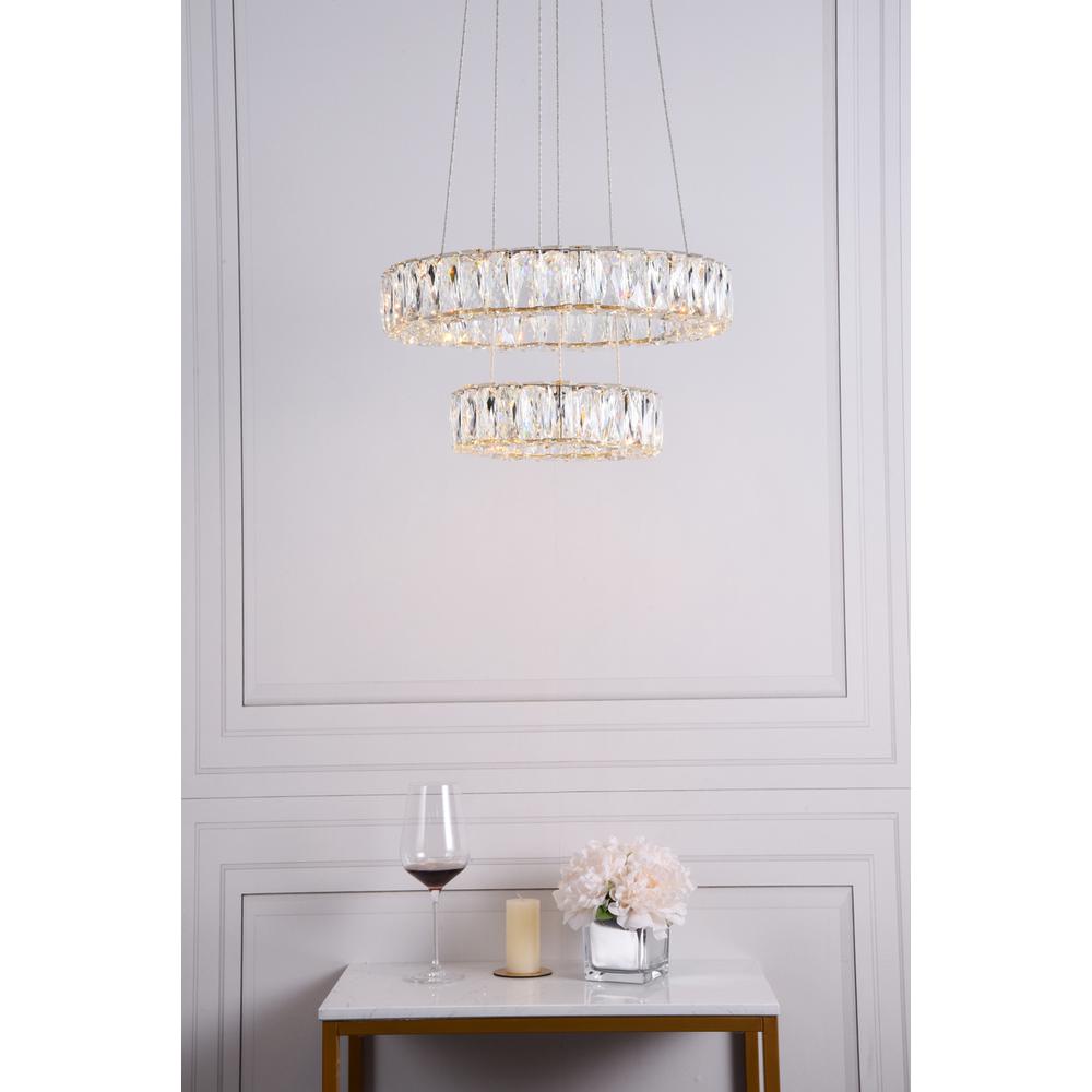 Monroe Integrated LED chip light gold Pendant Clear Royal Cut Crystal. Picture 8