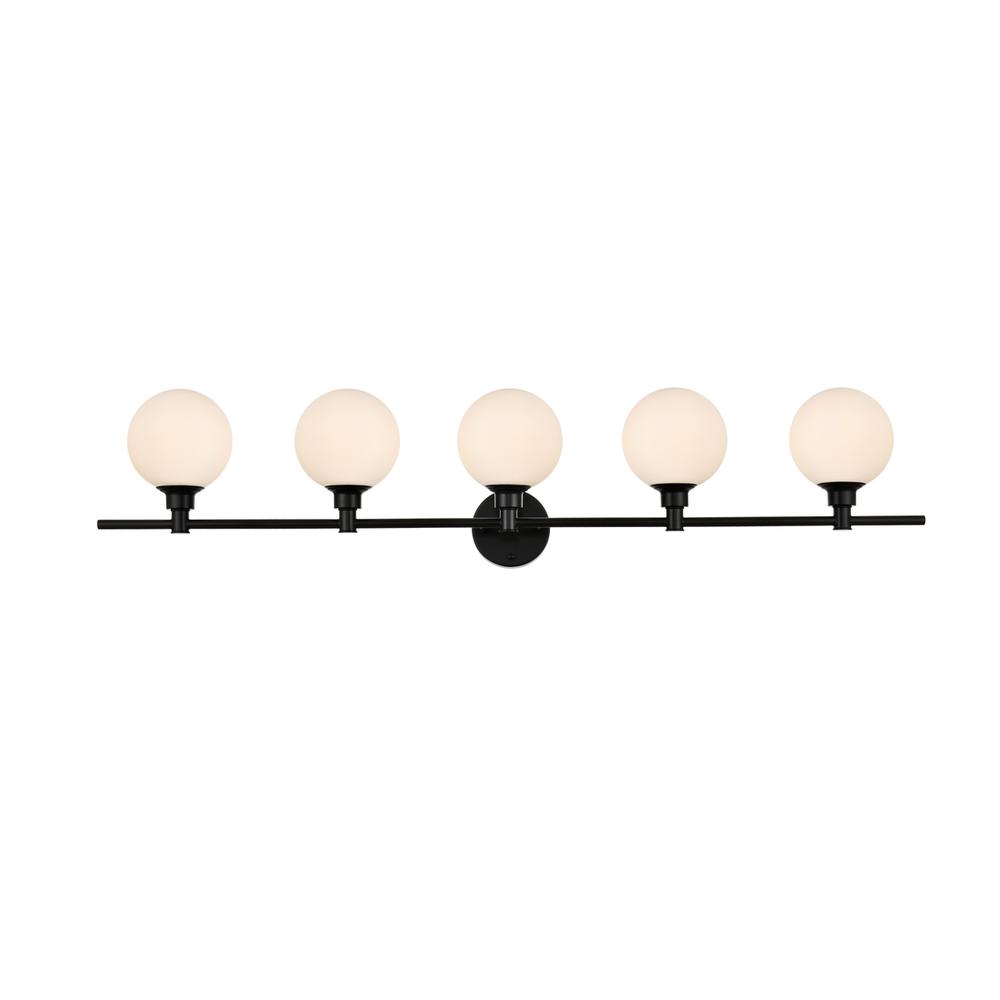 Cordelia 5 light Black and frosted white Bath Sconce. Picture 1