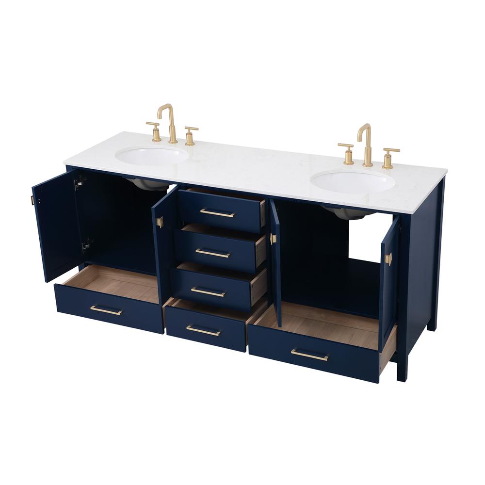72 inch Double Bathroom Vanity in Blue. Picture 8
