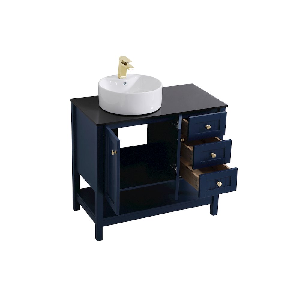 36 Inch Vessel Sink Bathroom Vanity In Blue. Picture 9