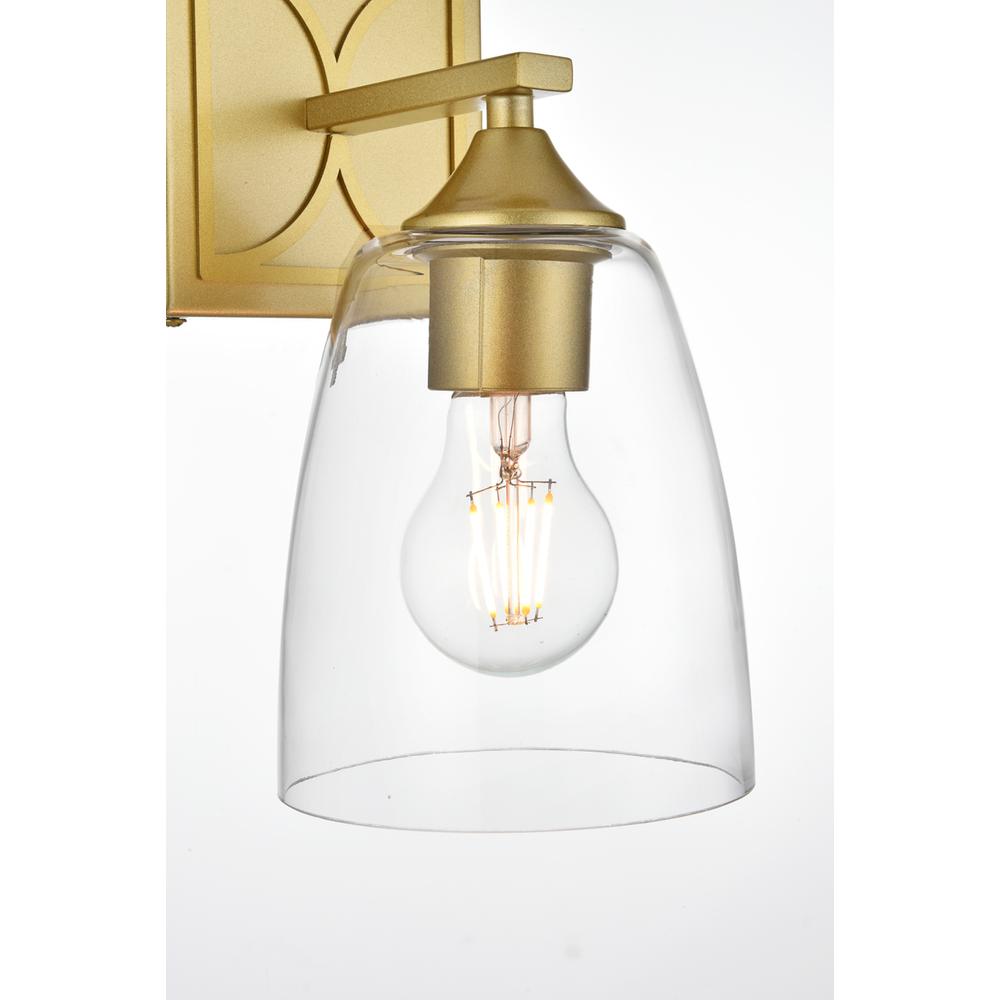 Harris 1 light Brass and Clear Bath Sconce. Picture 6