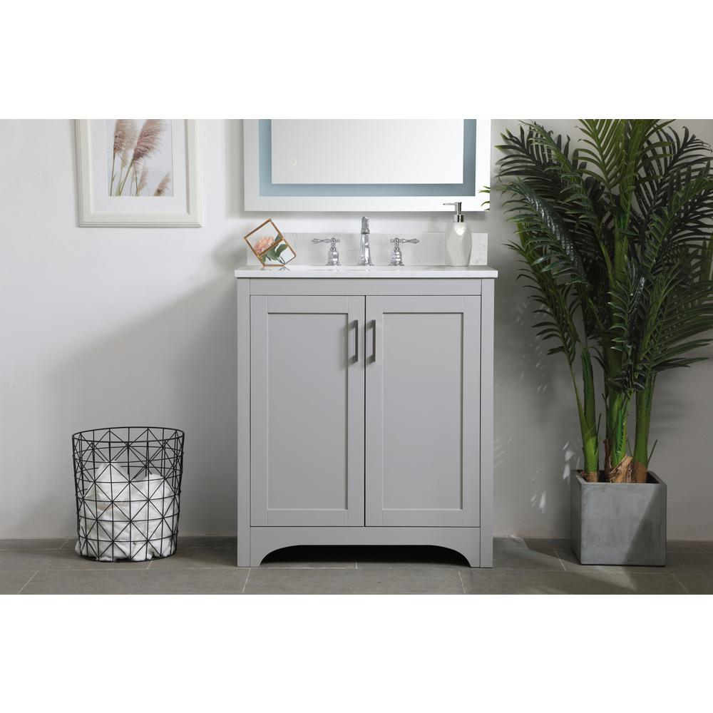 30 inch Single Bathroom Vanity in Grey with Backsplash. Picture 14