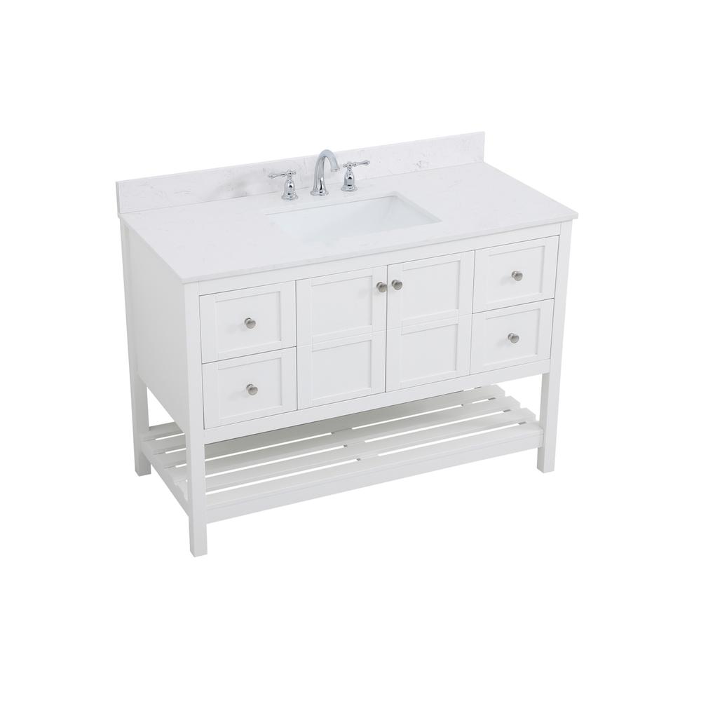 48 inch Single Bathroom Vanity in White with Backsplash. Picture 8