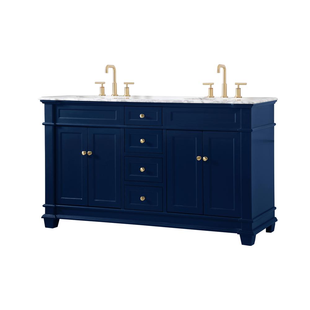 60 inch Double Bathroom Vanity set in Blue. Picture 7