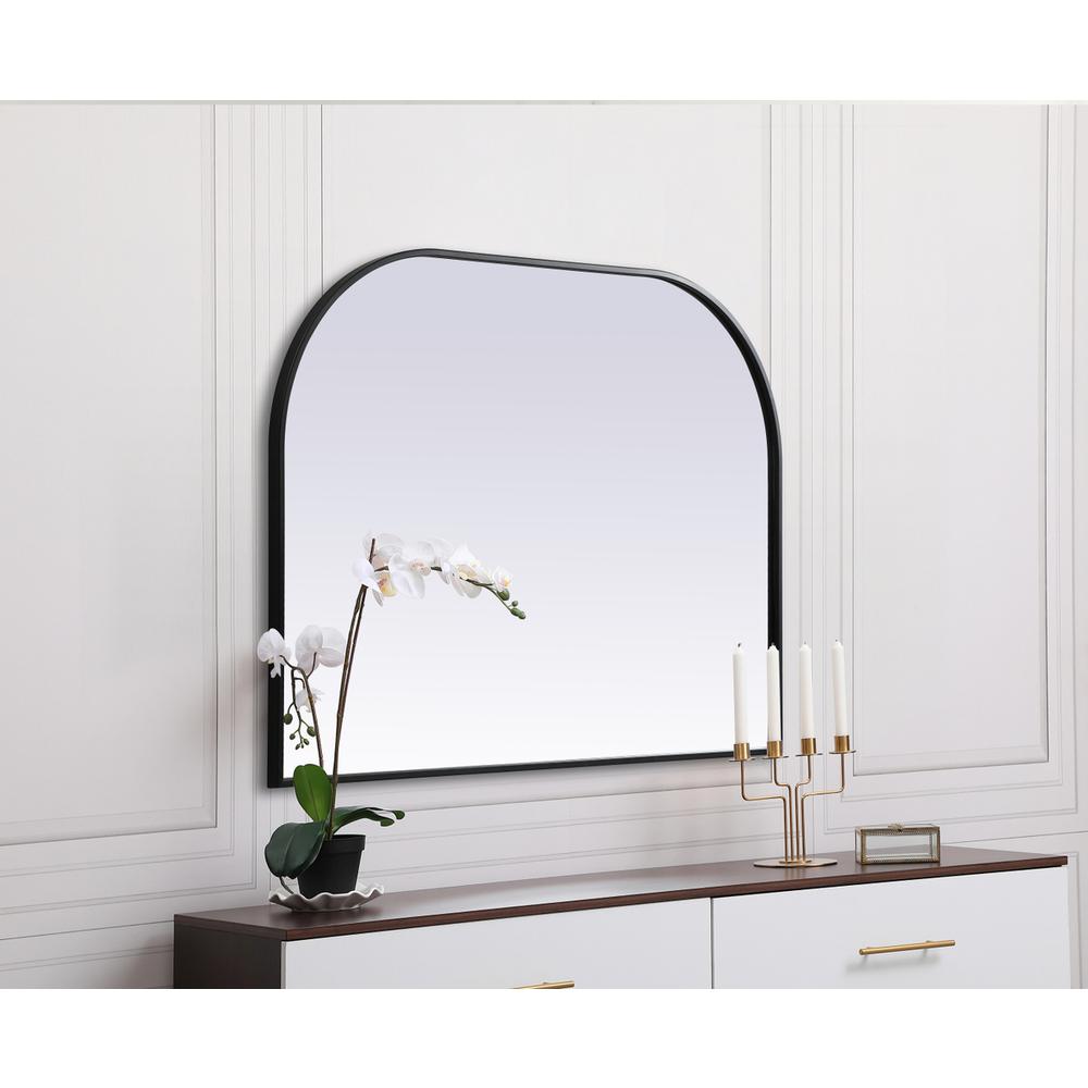 Metal Frame Arch Mirror 40x30 Inch in Black. Picture 4