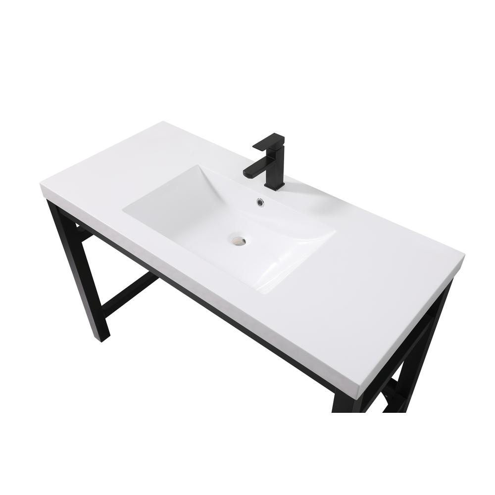 48 inch ADA compliant Single bathroom metal vanity in black. Picture 8