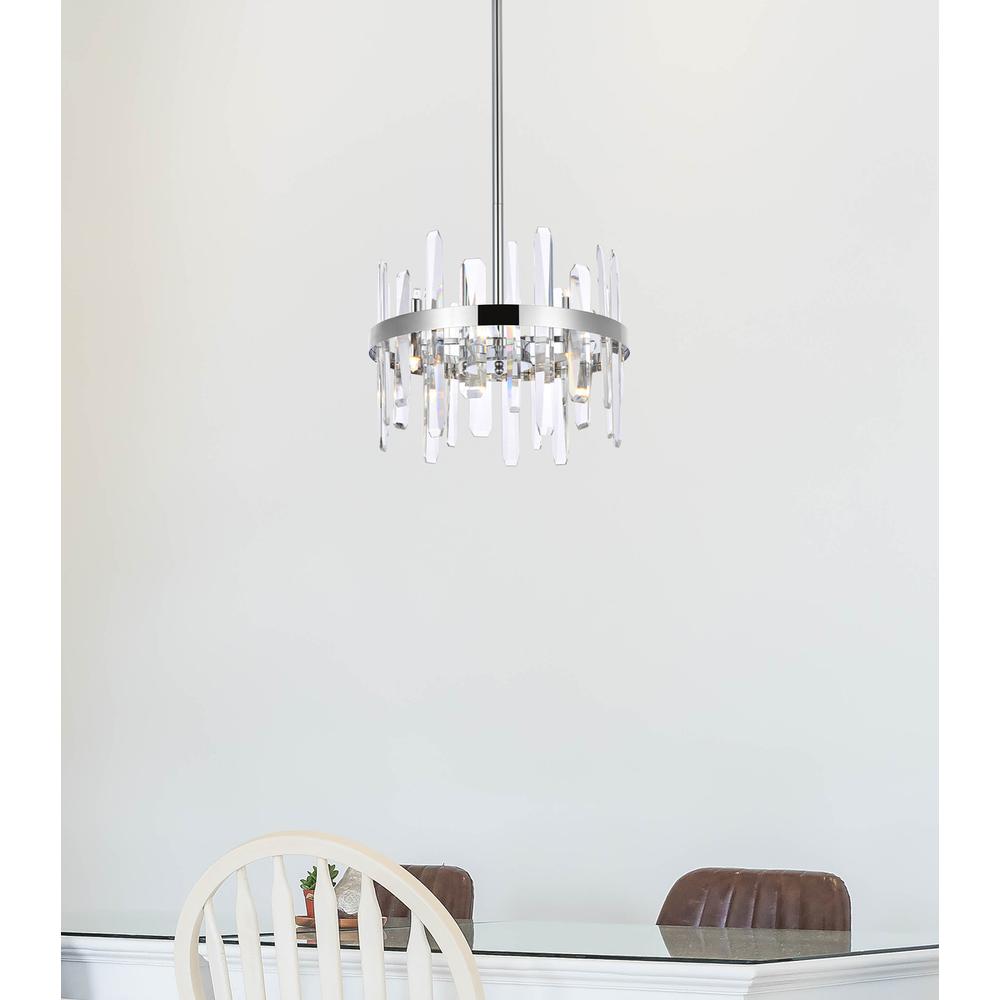 Serena 16 inch crystal round pendant in chrome. Picture 8