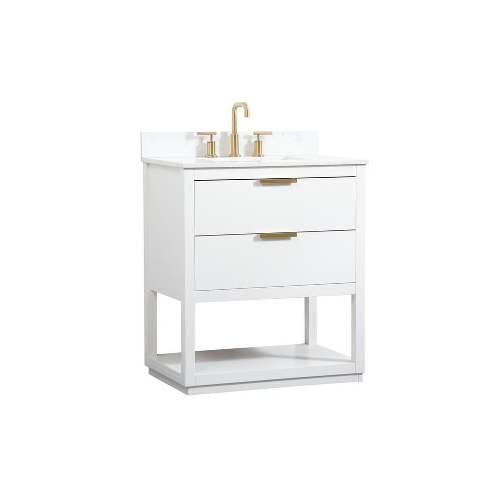 30 inch Single bathroom vanity in white with backsplash. Picture 7