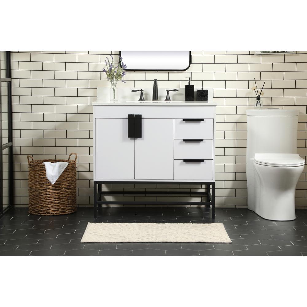 36 inch Single bathroom vanity in white with backsplash. Picture 14