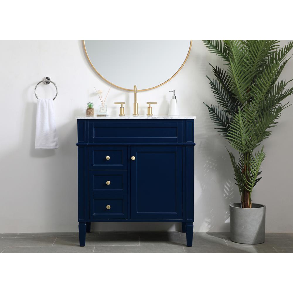 32 inch Single bathroom vanity in blue. Picture 14