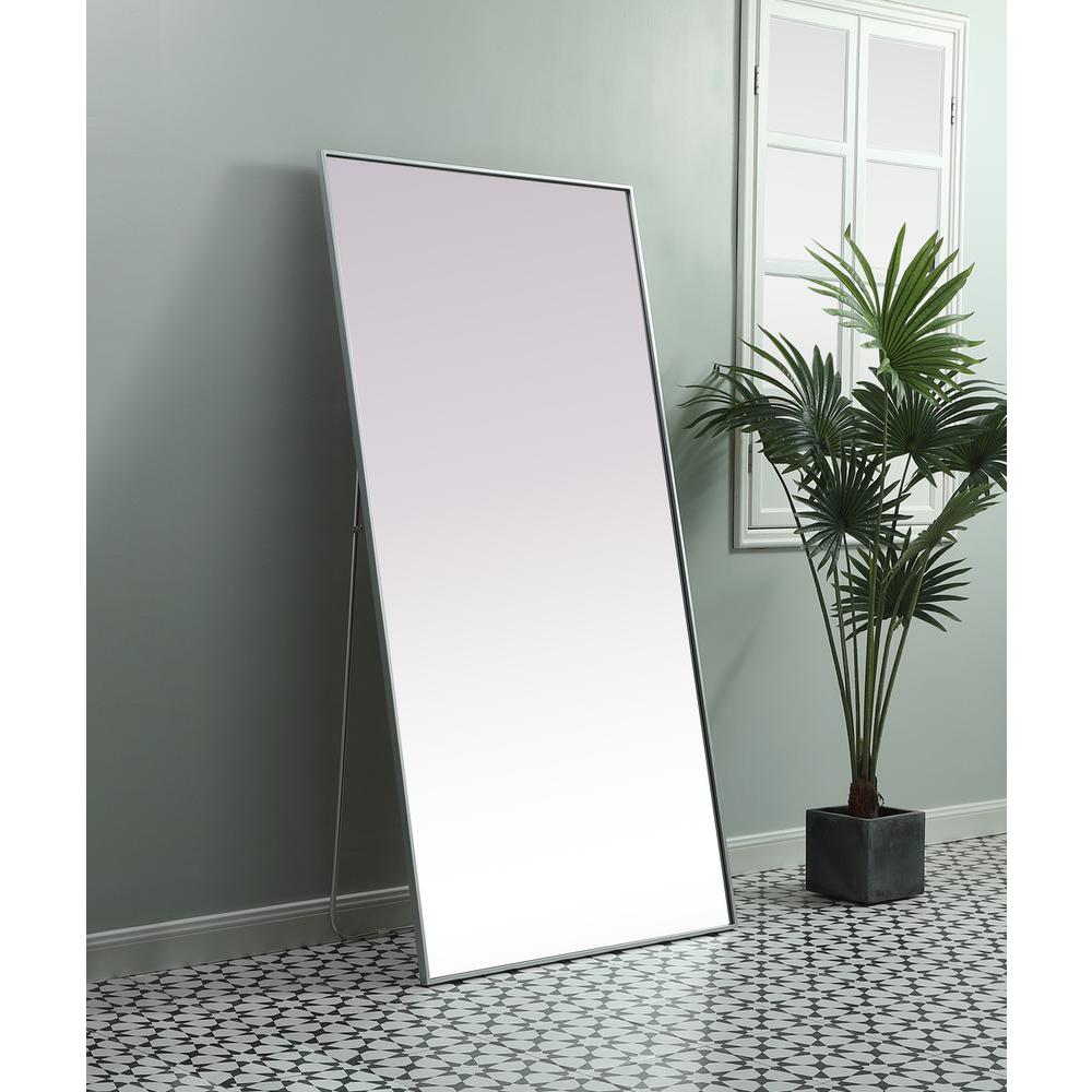Metal Frame Rectangle Full Length Mirror 36x72 Inch in Silver. Picture 2