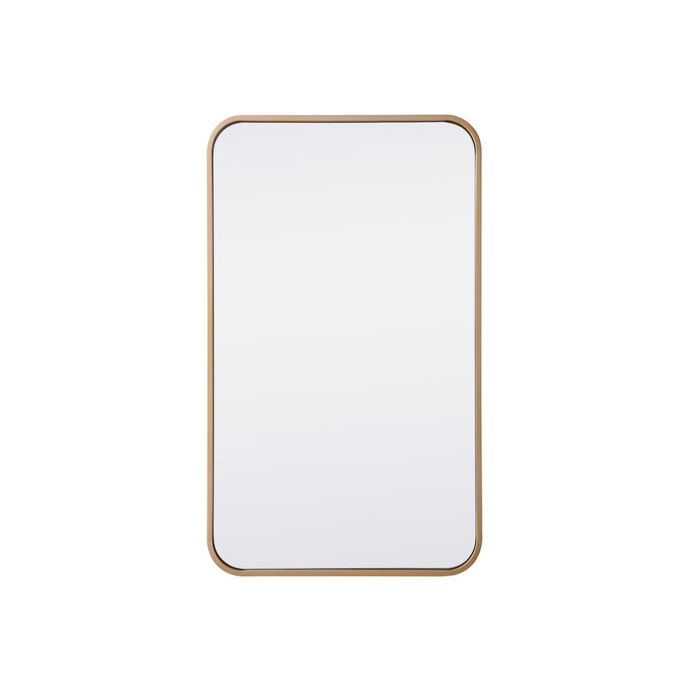 Soft corner metal rectangular mirror 18x30 inch in Brass. Picture 1