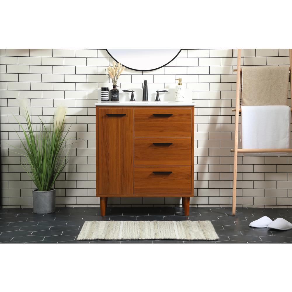 30 inch bathroom vanity in Teak with backsplash. Picture 14
