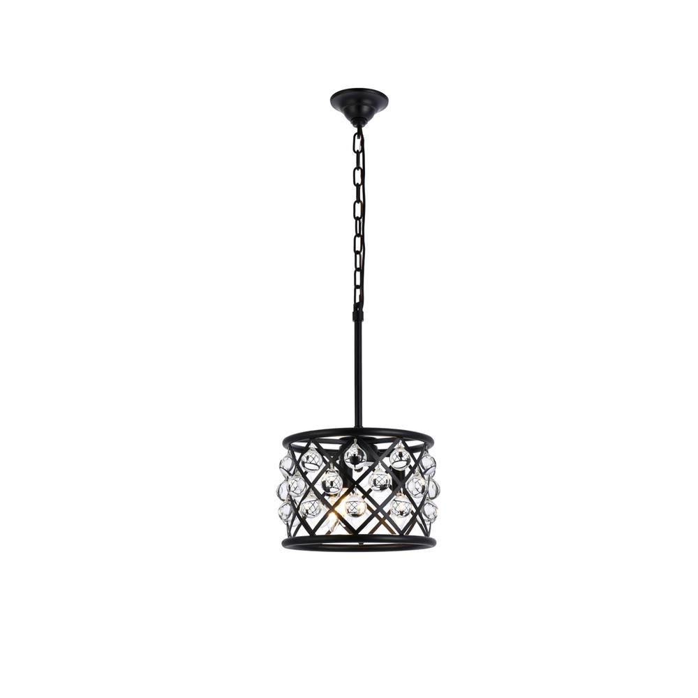 Madison 3 light Matte Black Pendant Clear Royal Cut Crystal. Picture 1