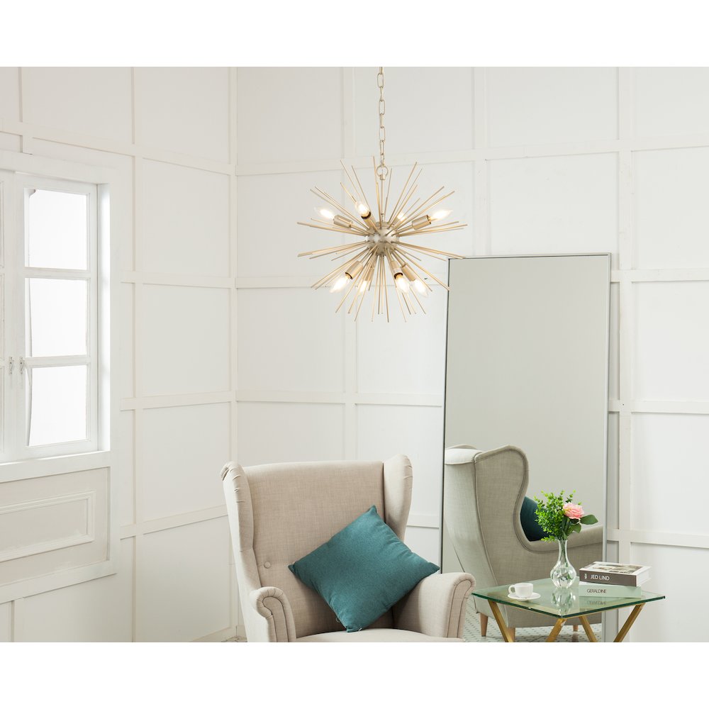 Timber 8 Light Champagne Pendant. Picture 2