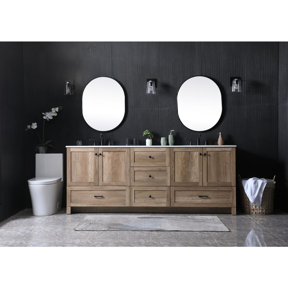 84 Inch Double Bathroom Vanity In Natural Oak. Picture 4