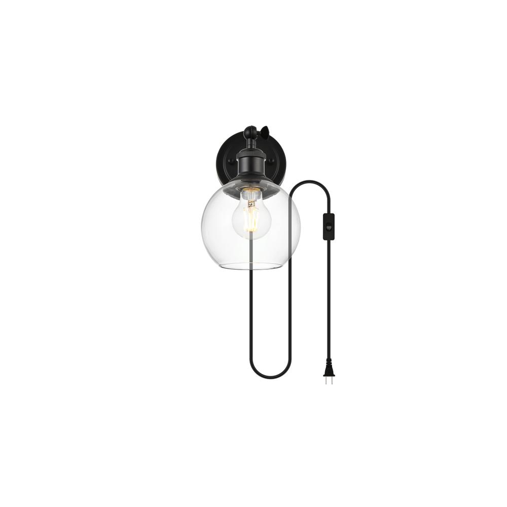 Wesson 1 light Black and Clear plug in wall sconce. Picture 1