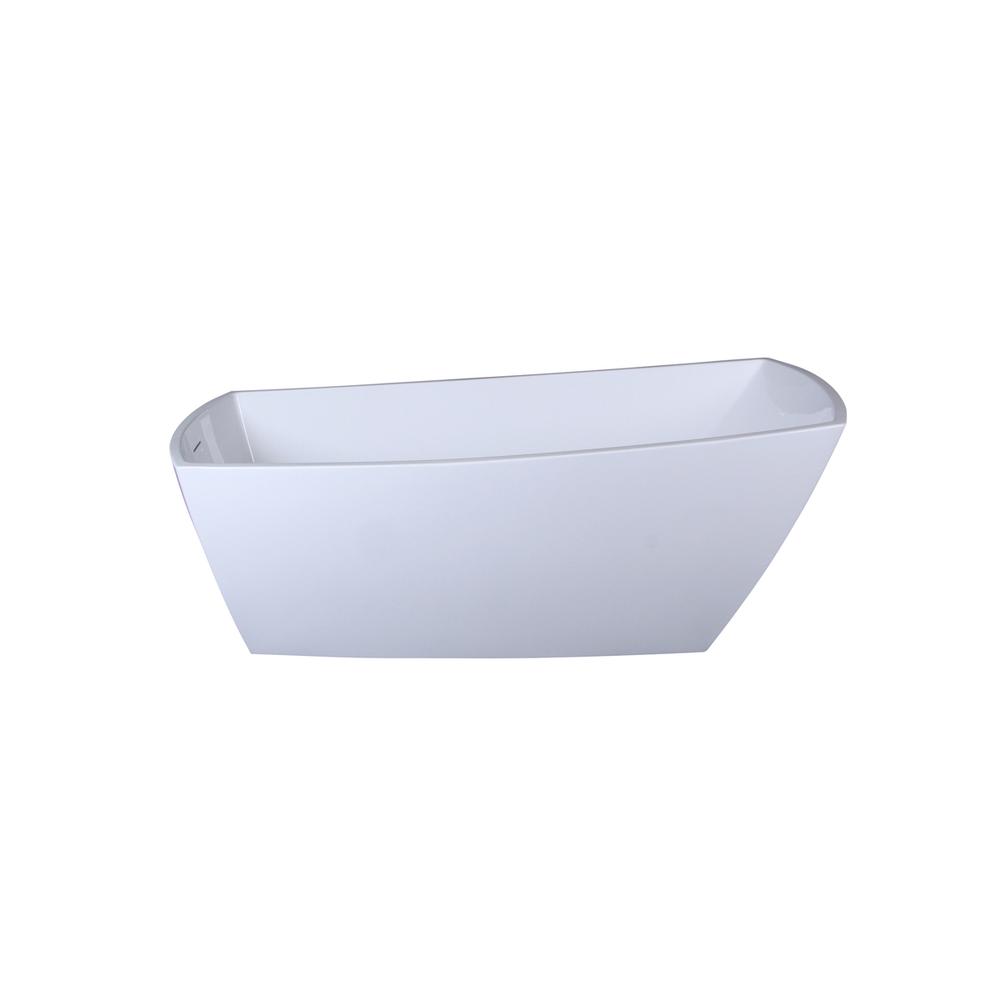 72 inch soaking single slipper rectangular bathtub in glossy white. Picture 1