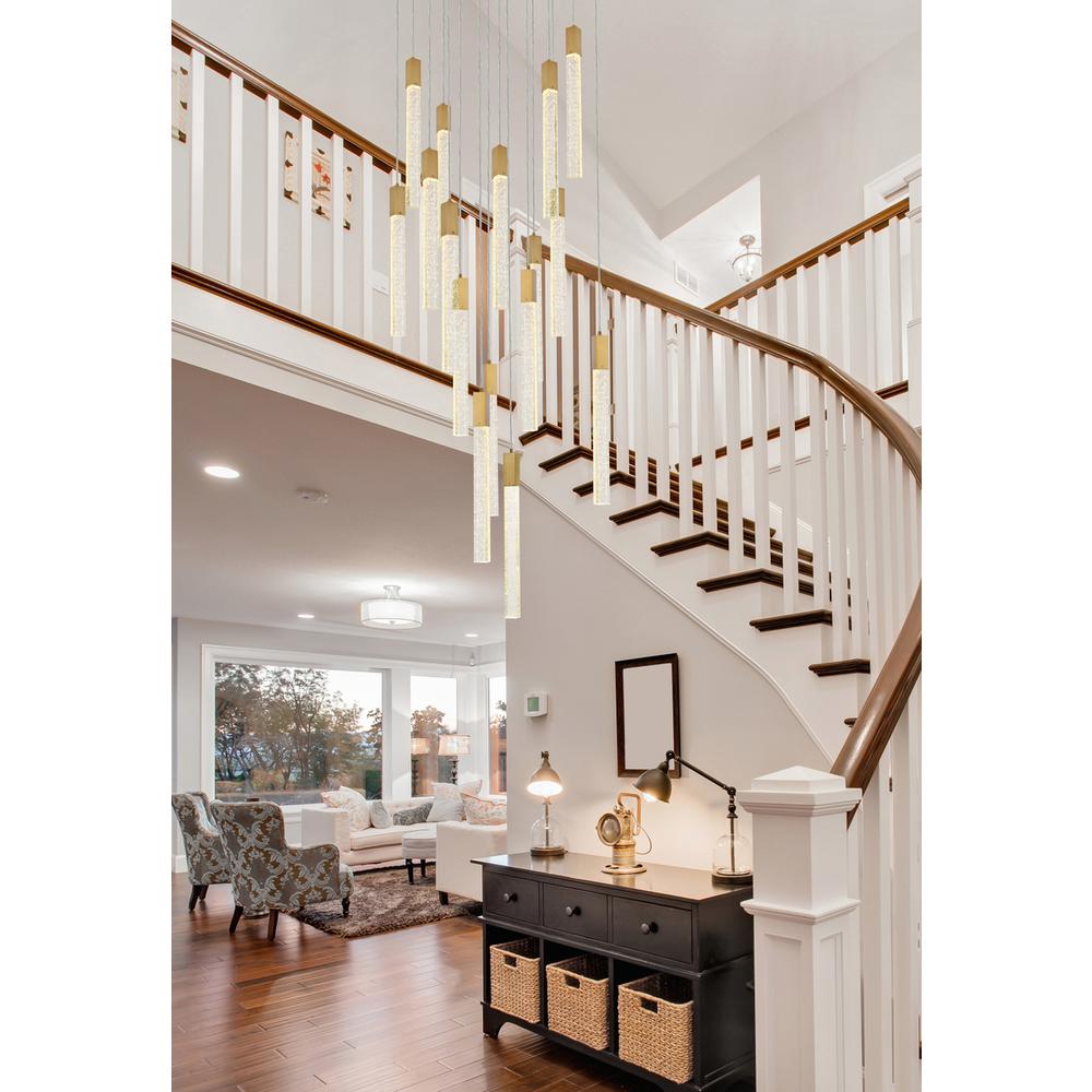 Weston 16 lights pendant in satin gold. Picture 7