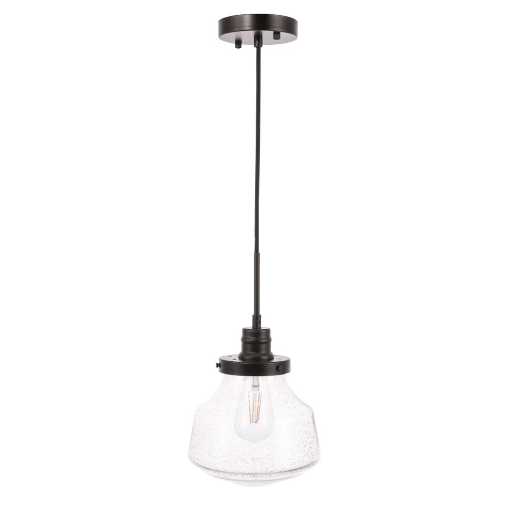 Lyle 1 light Black and Clear seeded glass pendant. Picture 2