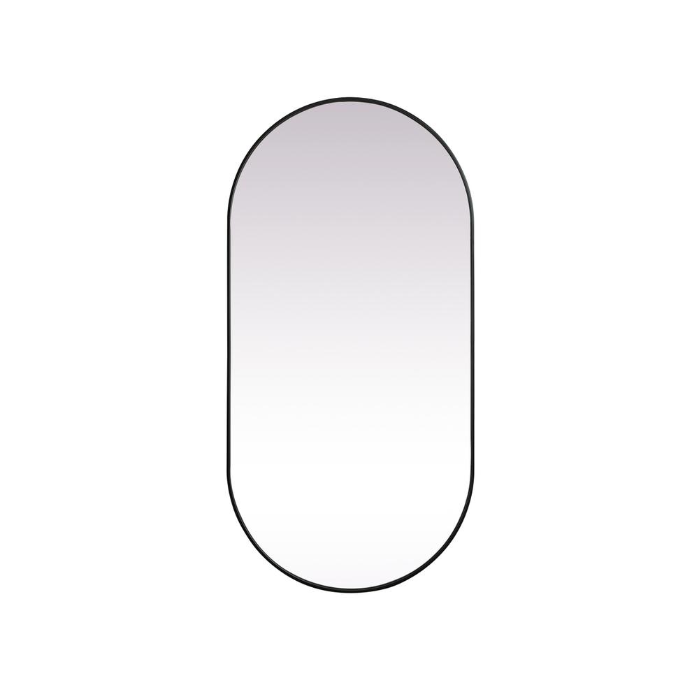 Metal Frame Oval Mirror 36x72 Inch in Black. Picture 1
