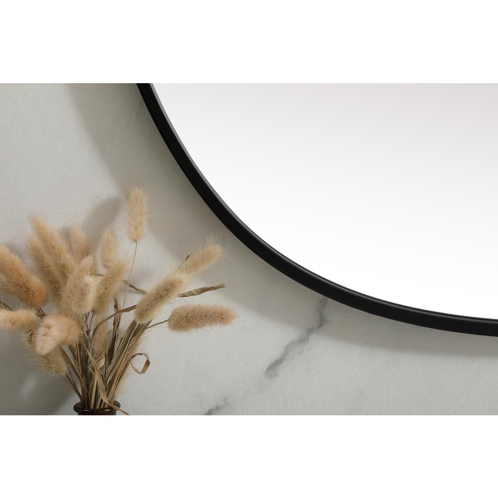 Metal Frame Oval Mirror 30x36 Inch in Black. Picture 5