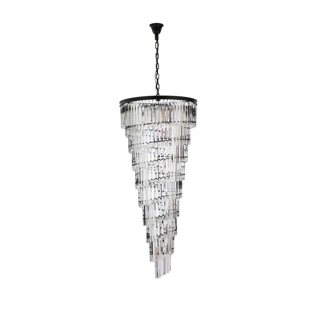 Sydney 30 inch spiral crystal chandelier in matte black. Picture 6