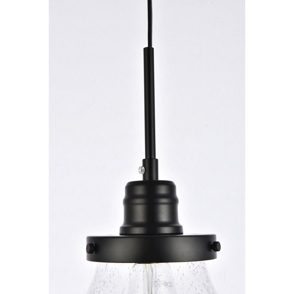 Lyle 1 Light Black And Clear Seeded Glass Plug In Pendant. Picture 5