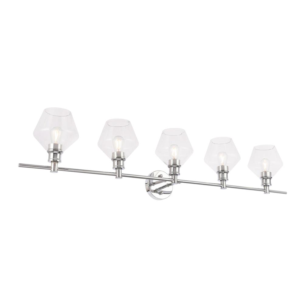 Gene 5 light Chrome and Clear  glass Wall sconce. Picture 5