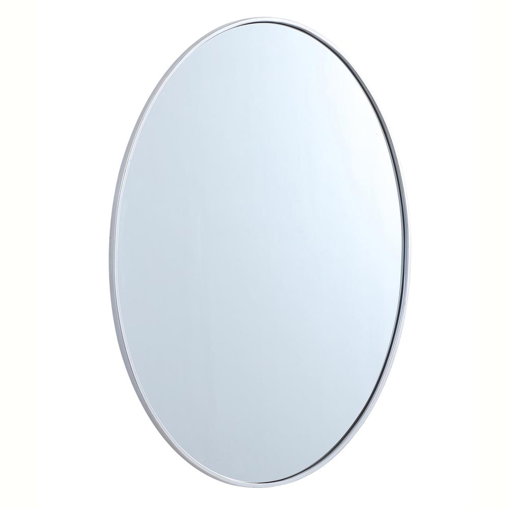 Metal frame oval mirror 40 inch in silver. Picture 4