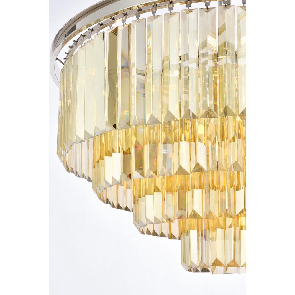 Sydney 17 light polished nickel Chandelier Golden Teak (Smoky) Royal Cut Crystal. Picture 3