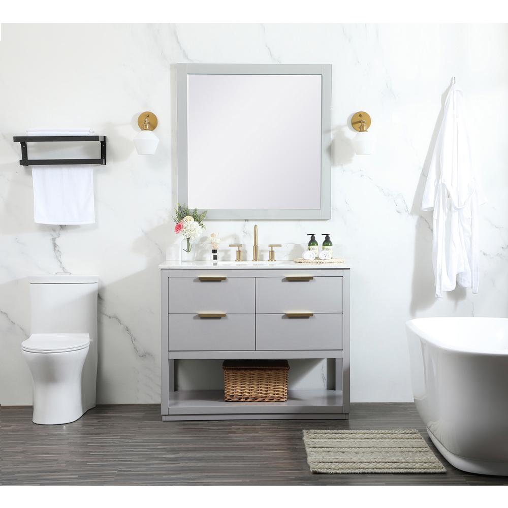 42 inch Single bathroom vanity in grey with backsplash. Picture 4