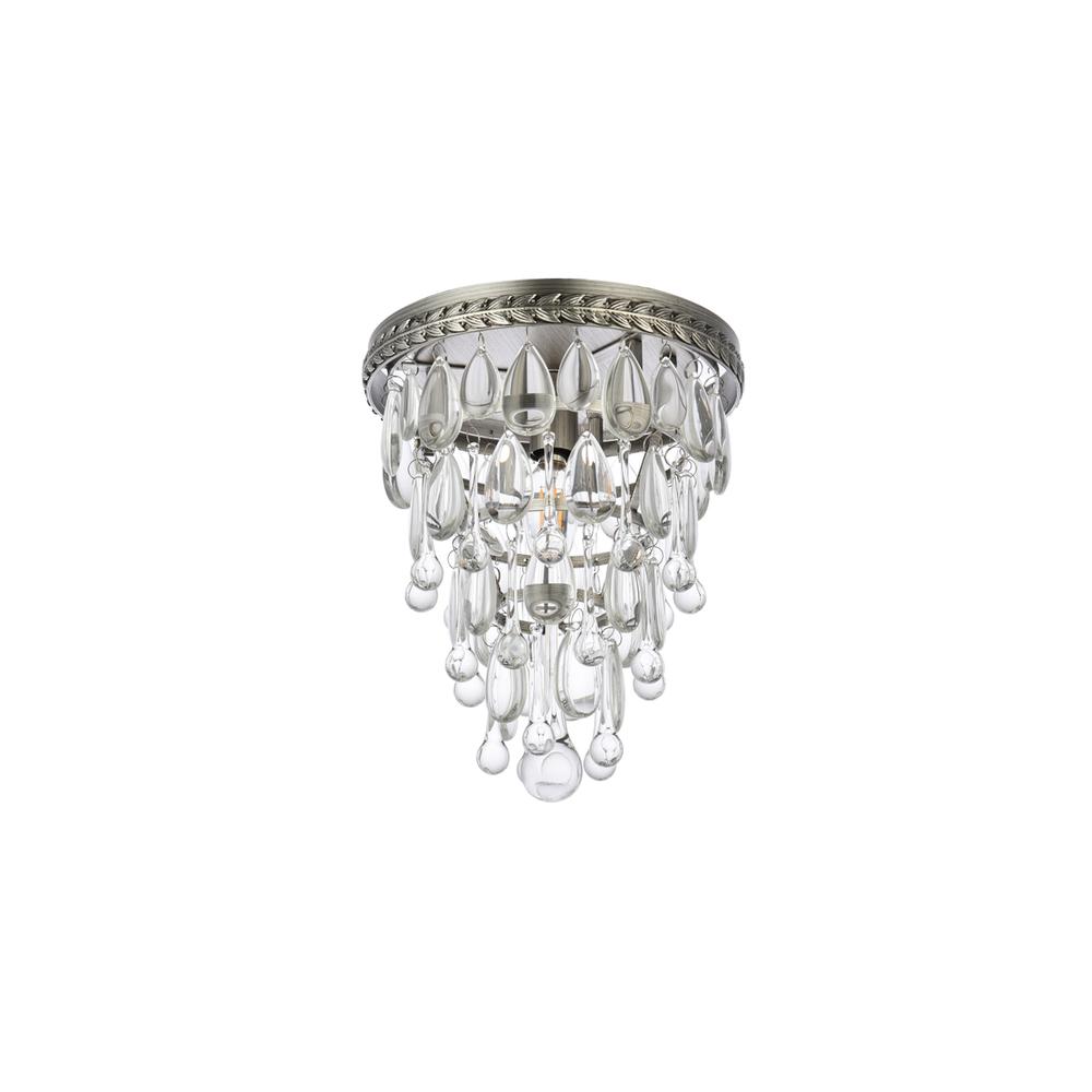 Nordic 1 light antique silver Flush Mount Clear Royal Cut Crystal. Picture 6