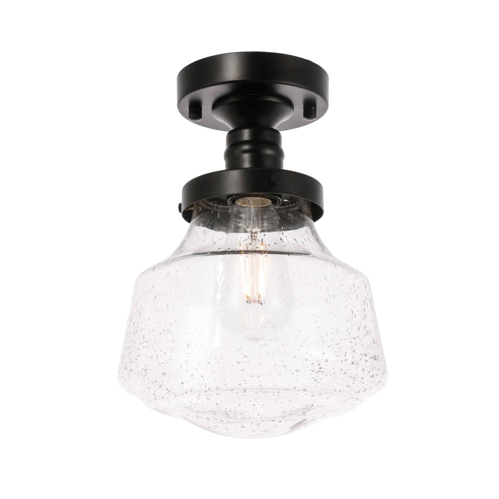 Lyle 1 light Black and Clear seeded glass Flush mount. Picture 5