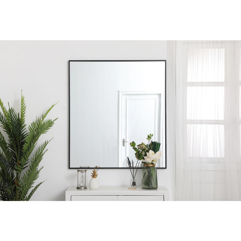 Metal frame rectangle mirror 36 inch in Black. Picture 12
