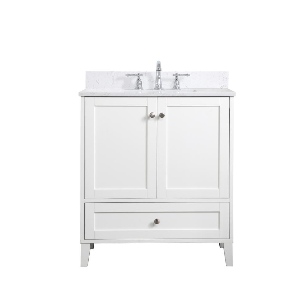 30 inch Single Bathroom Vanity in White with Backsplash. Picture 1