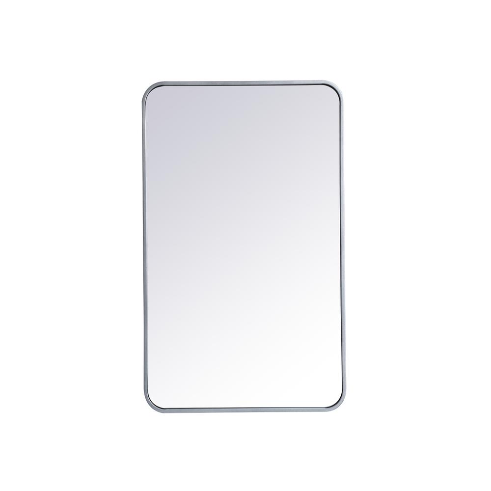 Soft corner metal rectangular mirror 22x36 inch in Silver. Picture 1