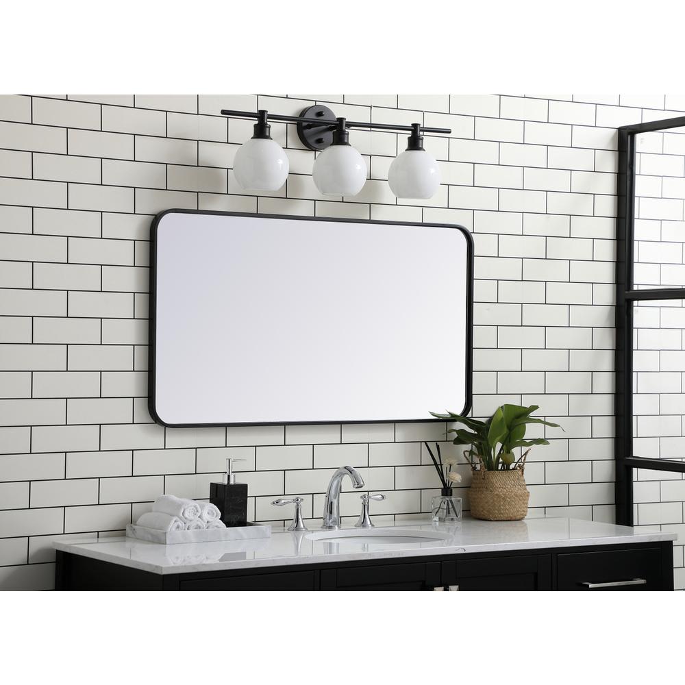 Soft corner metal rectangular mirror 22x40 inch in Black. Picture 9