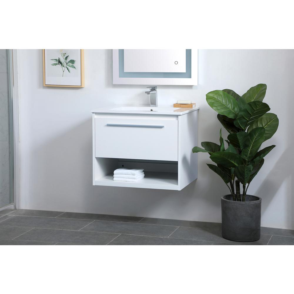 24 inch  Single Bathroom Floating Vanity in White. Picture 2