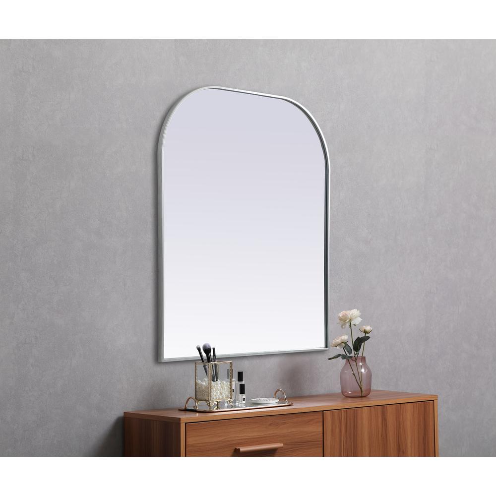 Metal Frame Arch Mirror 36x42 Inch in Silver. Picture 4
