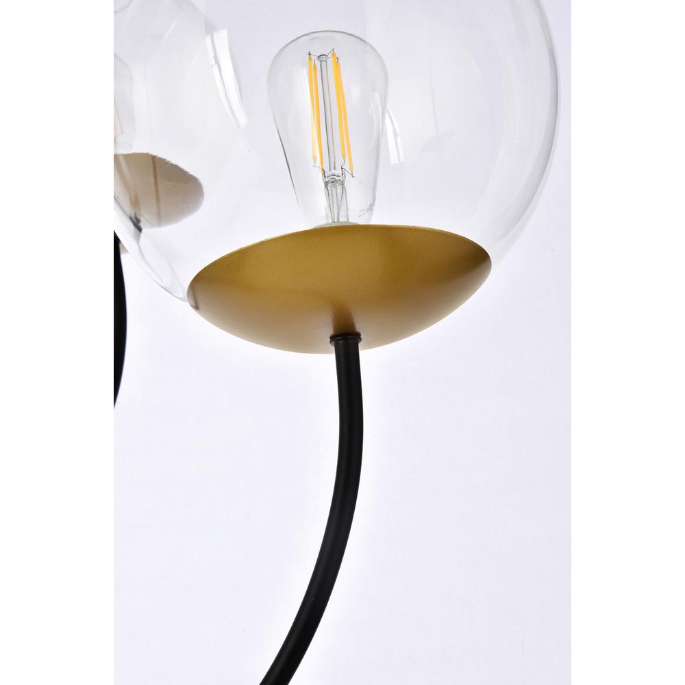 Lennon 31.5 inch pendant in black and brass with clear shade. Picture 5